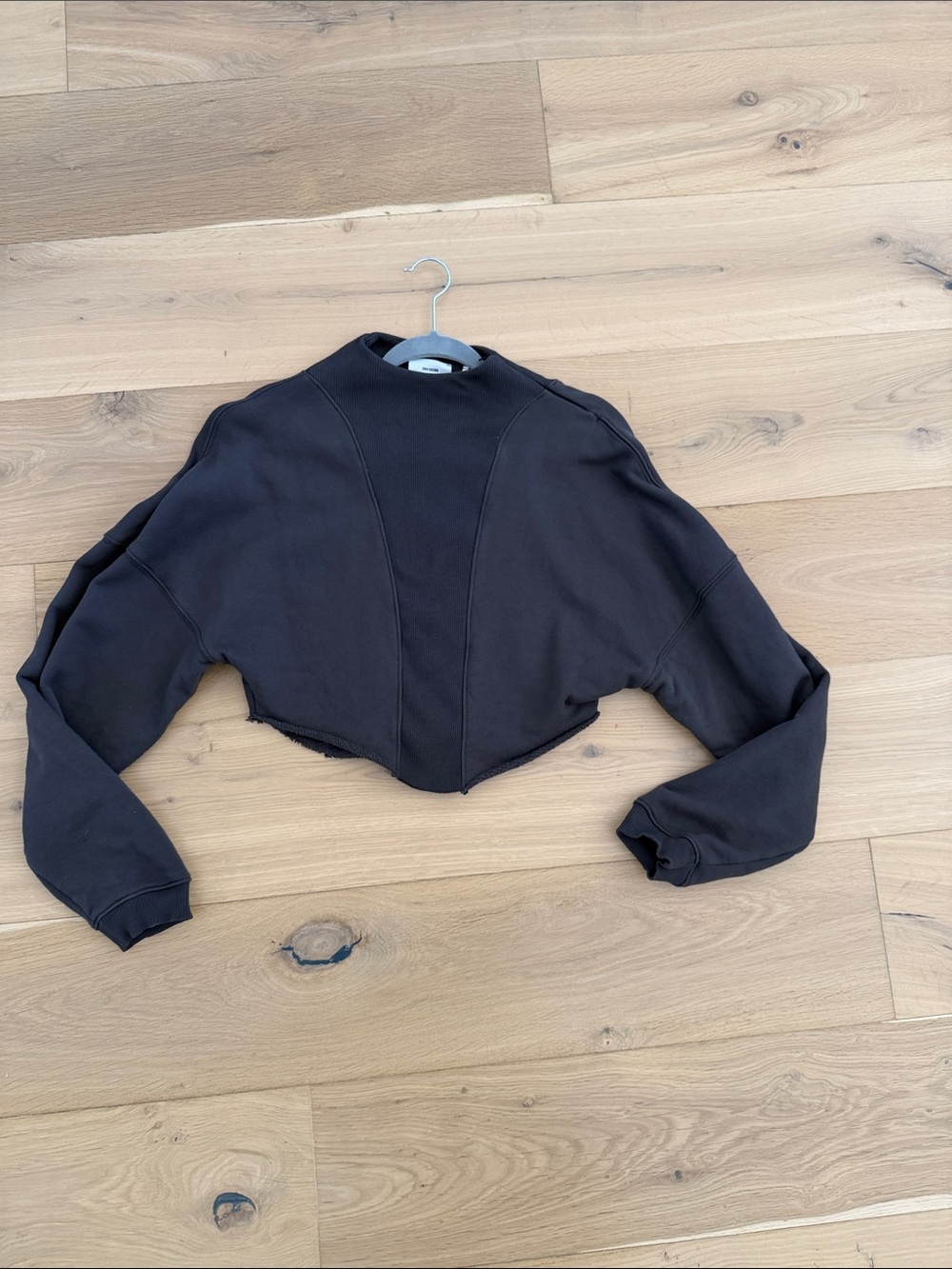 Joah brown cropped grey corset Sweatshirt - Boxy Crewneck